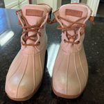Sperry Women's Duck Boots Waterproof Rubber Ivory Sparkle Sz 8 STS83234 Zippered Photo 0