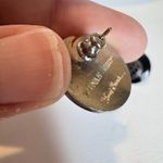 Stunning Vintage Laurel Burch Mynah Bird Black Enamel Disc Earrings Gold Photo 5