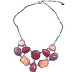 Statement Necklace w/ Multi Color Glass Beads Purple Photo 3