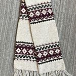 Vintage Wool Scarf Gray Burgundy Purple Fringe Photo 2