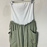 Anthropologie Daily Practice  Best Shot Jumpsuit Green White Twofer Strapless XS Photo 5