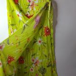 NY&Co. L Neon Floral Faux Wrap Maxi Skirt in Lime Red Size L Photo 2