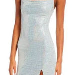 City Studio NWT Metallic Pale Blue Metallic Slip On Mini Dress In Size L Photo 0