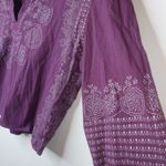 Lucky Brand Lucky L Embroidered Half Sleeve V-Neck Purple Crop Top Photo 3