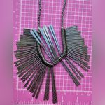 Lucky Brand  Elegant dark grey metal tassel design chain Necklace chocker 17+2” Photo 4