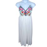 Boho Embroidered Look Open Back Maxi Dress XL White Floral Festival Sundress Photo 9
