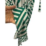Laundry by Shelli Segal Wrap Dress Green Striped Print Size L 3/4 Sleeve Photo 8