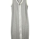 ALLSAINTS Womens Sz 6 Alicia Midi Striped Sleeveless Dress Ribbed Zip Front Goth White Photo 0