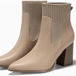 Women’s slip on Ankle boots chunky block heel Tan Size 7 Photo 2