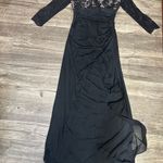 Betsy and Adam  Black Lace Long Sleeve Gown Photo 4