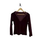 Vintage Y2K Omgirl Velvet Hooded Long Sleeve Top Burgundy Size Small Red Photo 1