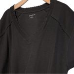 Grey State Women’s Size 3 L Black Cotton Knit Short Sleeve V Photo 3