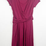 Garnet Hill Women's Gathered Waist Dress Burgundy Sz M Photo 0