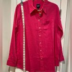 Gap NWT  Hot Pink Linen Blend Button Down Collared Shirt Soft Breathable Size S Photo 9