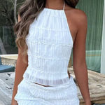 SheIn White Halter Neck Smocked Top Photo 0