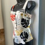 Monteau White Cream Peplum Buttoned Tank Top Photo 2