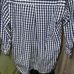 Stateside  Women’s Oversized Gingham Navy and White Linen Button Down Size Small Photo 5