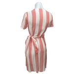 Marine layer  Pink White Striped Short Sleeve V Neck Tie Mini Wrap Dress Size S Photo 1
