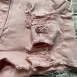 Parisian Distressed Denim Jean Shorts Light Pink Hi Rise Mini Booty Shorts 2 Zip Photo 2