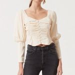 ASTR The Label Renaissance Cream Button Front Balloon Sleeve Top Size Small Photo 0