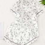 Boutique New  White Flower Print Satin Pajama Set. Size Small Photo 1