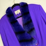 Vintage Lily & Taylor Couture Womens Wool Fox Fur Trim Jacket Coat Sz 18 Purple Photo 4
