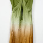 American Vintage Y2K heart moon star green brown ombre midi silky slip dress Photo 0
