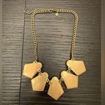J.Crew Statement Necklace Cream Enamel Gold Shield Shape Eyelet Teardrop Round Photo 4