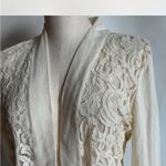 Covington  Vintage crop top sweater Elegant Cream Lace Cardigan long sleeve M Photo 2