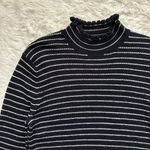 Rebecca Taylor Sweater Mock Neck Ruffle Turtleneck 100% Merino Wool Pullover L Photo 6