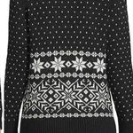 Lands’ End Women’s Wool Blend Cozy Lofty Jacquard Shawl Cardigan Sweater Black S Photo 1