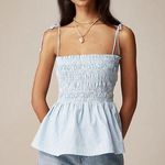 Women's J.Crew Paloma Top in Blue and White Stripe size S Coastal Nautical Boho Photo 0