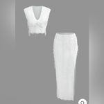 Micas Distressed V-neck Cap Sleeve Crop Top And Slit Maxi Skirt Set Photo 1