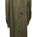 Just Fab Olive Green Button Front Bow Neck Long Sleeve Maxi Dress Womens XL Photo 0