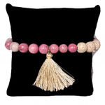 The Sak NEW - Boho Stackable Rhodonite & Lava Bead Stretch Tassel Bracelet Mala Yoga Photo 0