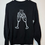 Loft Black Sweater Champagne Glasses Cheers New Years Bubbly Size Extra Small Photo 0