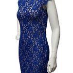 Eliza J Women’s Sz 0 Sleeveless Lace Blue Mini Fitted Sexy Dress Photo 4
