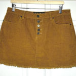 Indigo Rein  Corduroy‎ Mini Skirt Frayed Hem Button Front Brown Size 13/30 Photo 0
