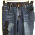 Isabel genuine leather accented boot cut jeans 4 Blue Photo 1