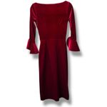 Chiara Boni  La Petite Robe NWOT Garnet Red Triana Velvet Faux Wrap Midi Dress Photo 5