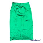 ZARA NWT  Kelly Green Satin Slit Midi Skirt size small Photo 3