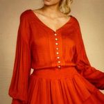 VICI NWT Boho Peasant Dress Smocked Burnt Orange Terracotta Mustard Seed size M Photo 4