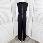 Calvin Klein Gold Button Tab Shoulders Belted Wide Leg Jumpsuit Black 6 Photo 4