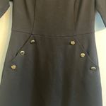Trina Turk  Valentina Short Sleeve Sheath Dress Black Gold Button Detail Size 6 Photo 5