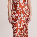 Bec & Bridge Blossom Strapless Satin Floral Cowl Back Maxi Dress Rust Red Photo 0