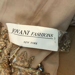 Jovani  Evening Long Sleeve Beaded Illusion Beige Gatsby Deco Formal Keyhole Gown Photo 12
