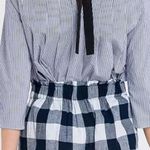 English Factory English Factory Pleated Stripe Top with Back Ribbon Blue/White NWT Size XS Photo 1