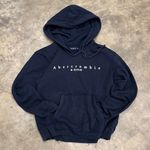 Abercrombie & Fitch  navy blue embroidered soft AF fleece hoodie Photo 0