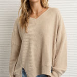 Aerie AE Big Hug V-Neck Waffle Sweatshirt Photo 0