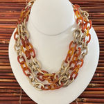 Talbots  Gold and Orange Multi-Strand Link Necklace Photo 0